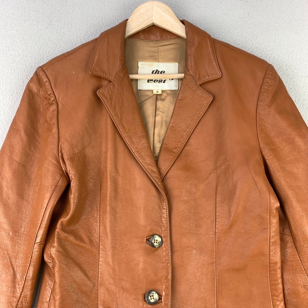 VTG 70s The Tannery West Leather Blazer‎ Jacket Women 8 Brown  Western Country